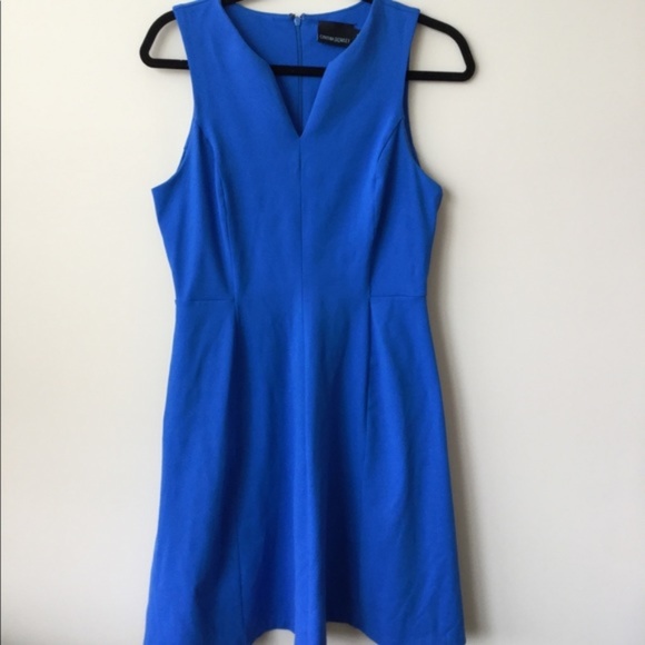 Cobalt Blue V Neck Detail A-Line Dress - Picture 1 of 5